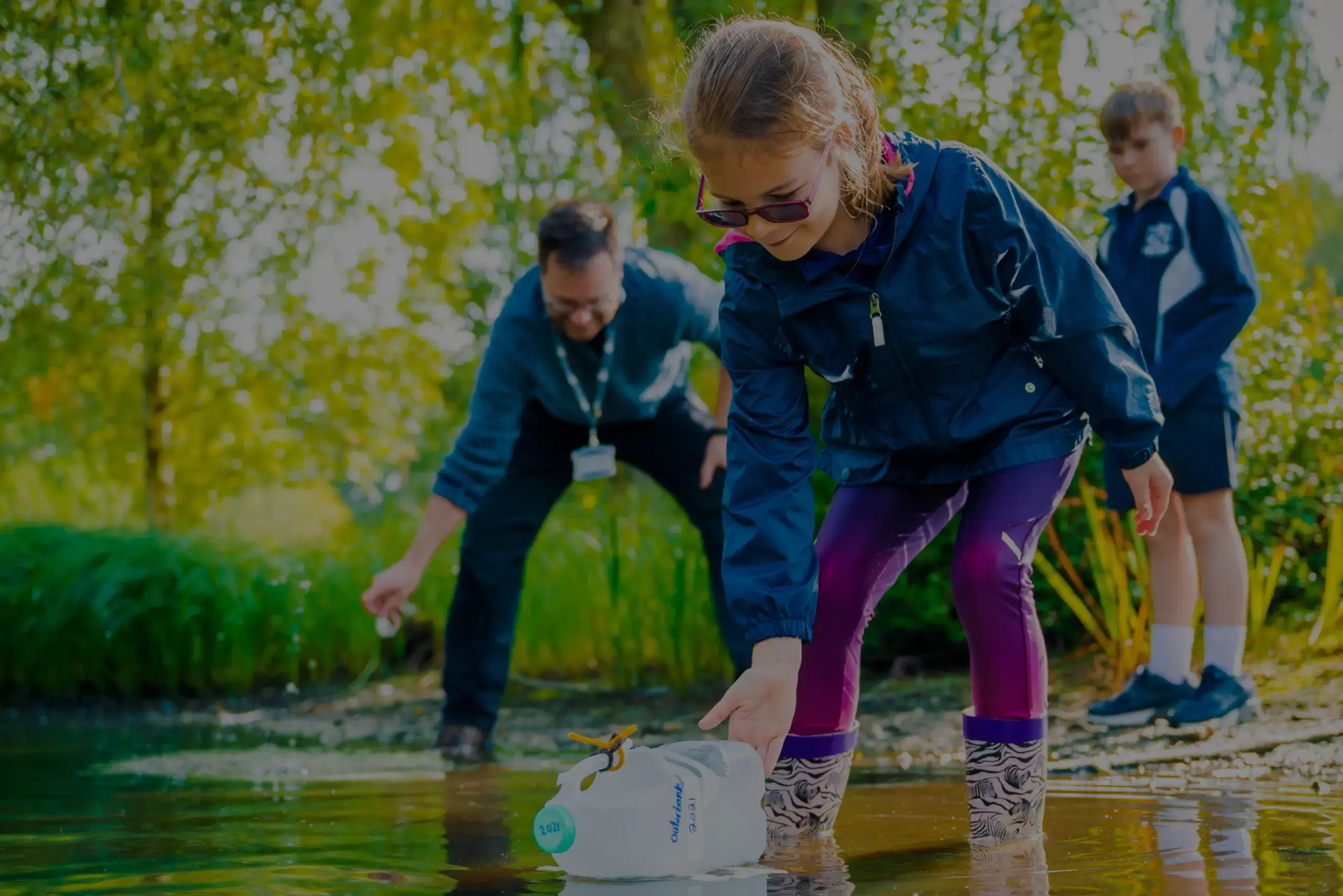 Students pond-dipping