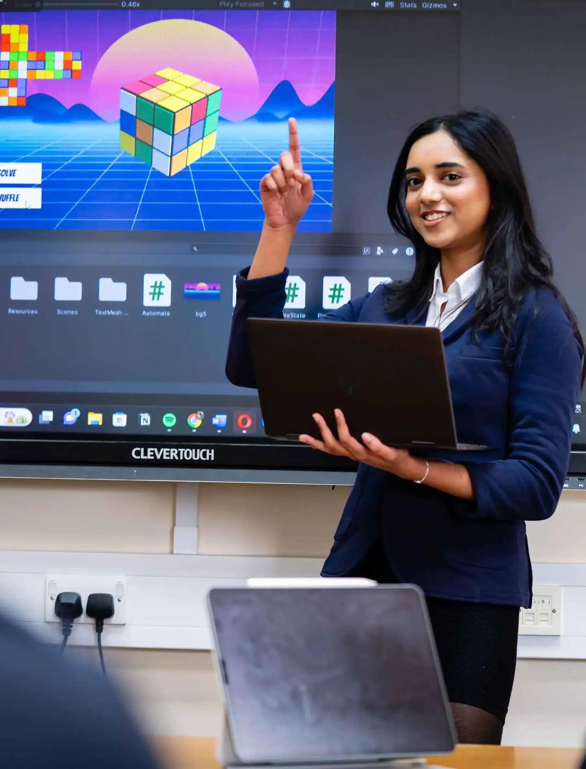 Student leading a presentation