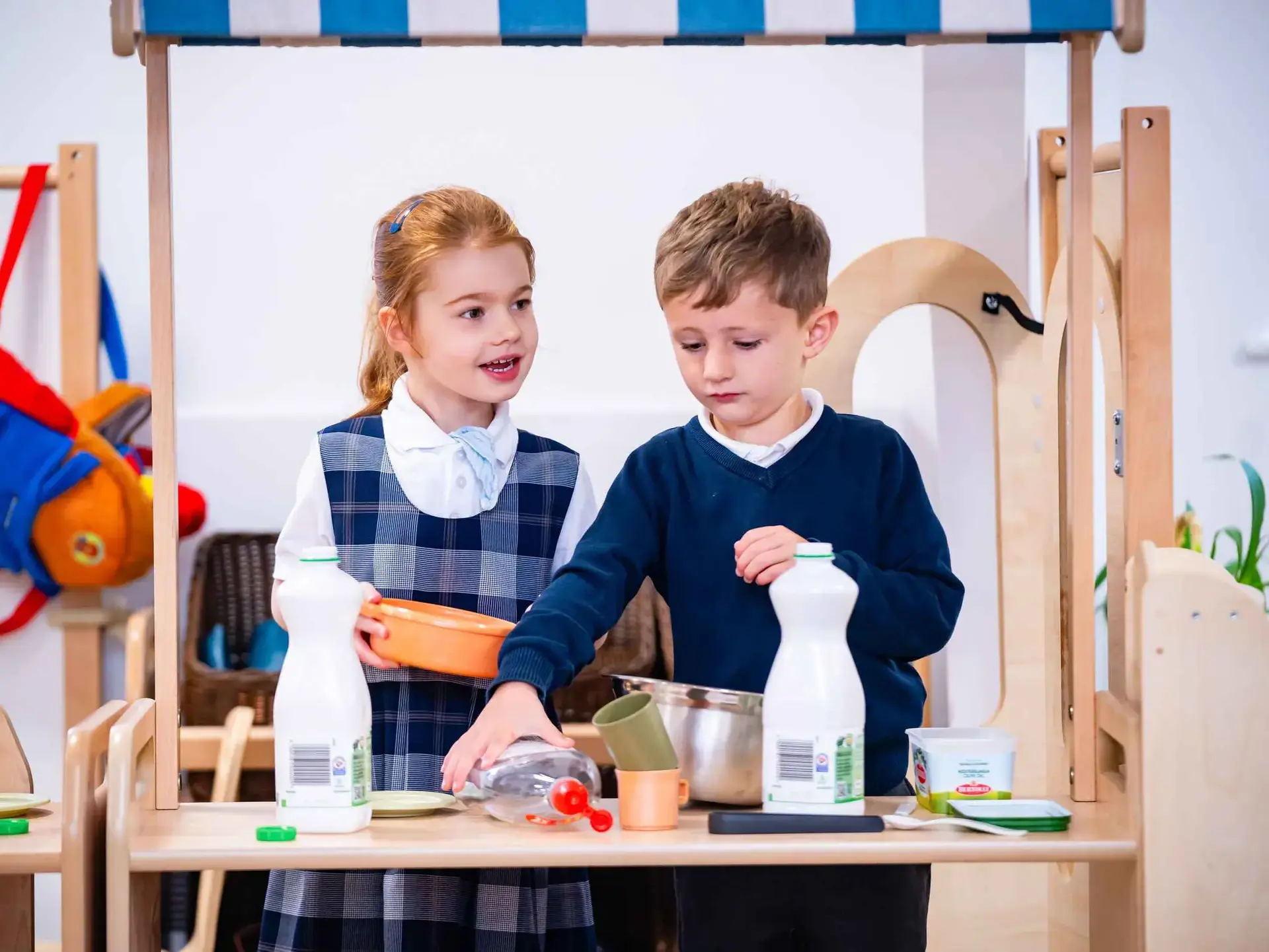Students at makeshift recycling booth