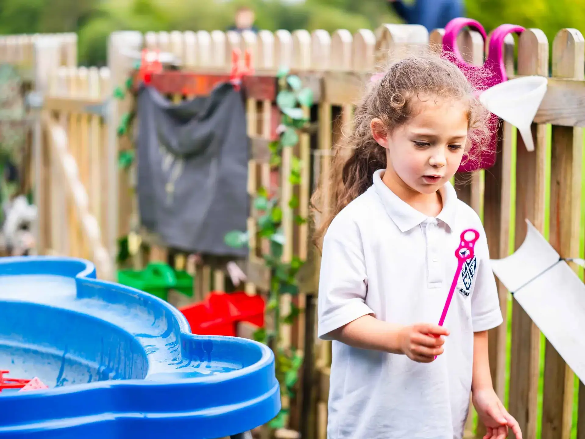 Student with bubble-blowing wand
