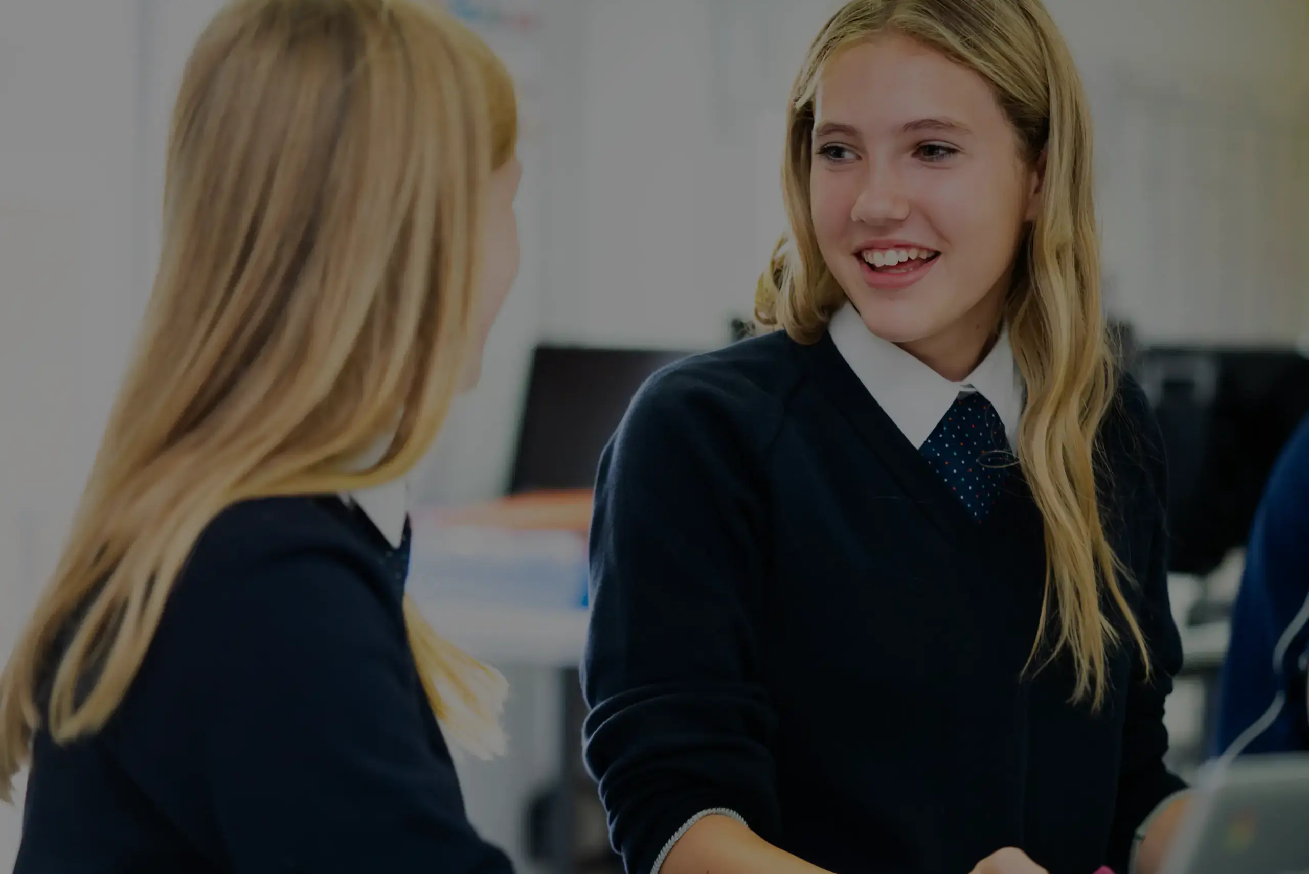 Students chatting in classroom