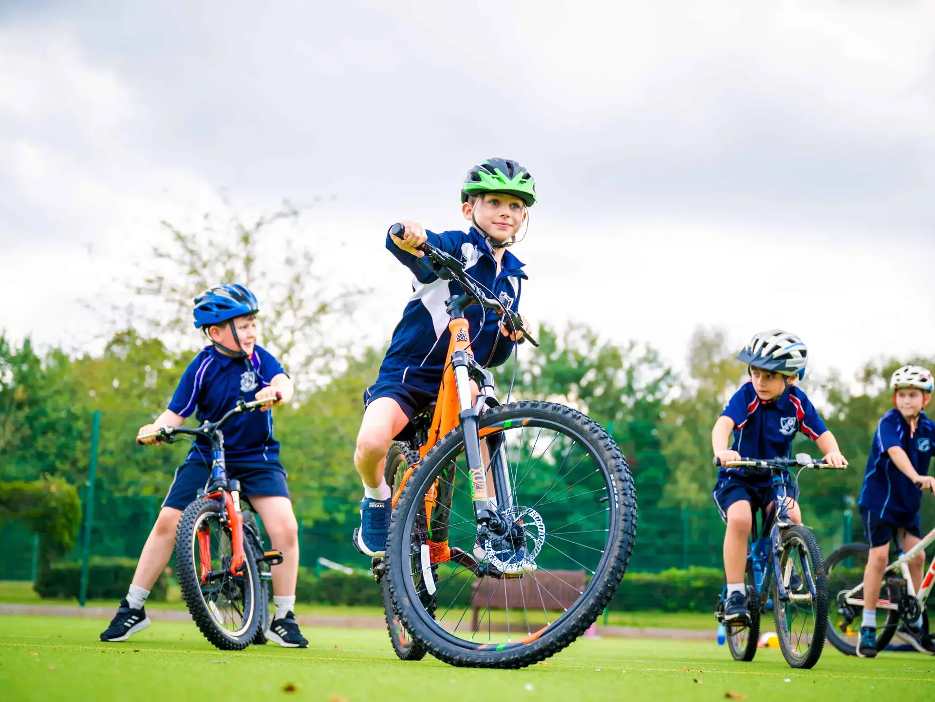 Students on bikes