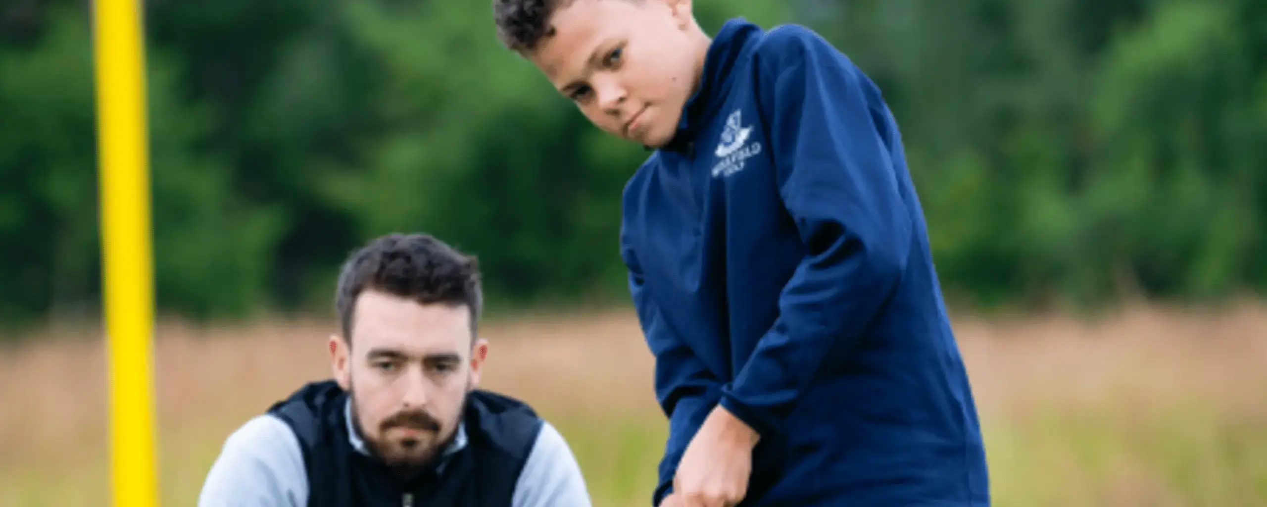 Student preparing golf swing