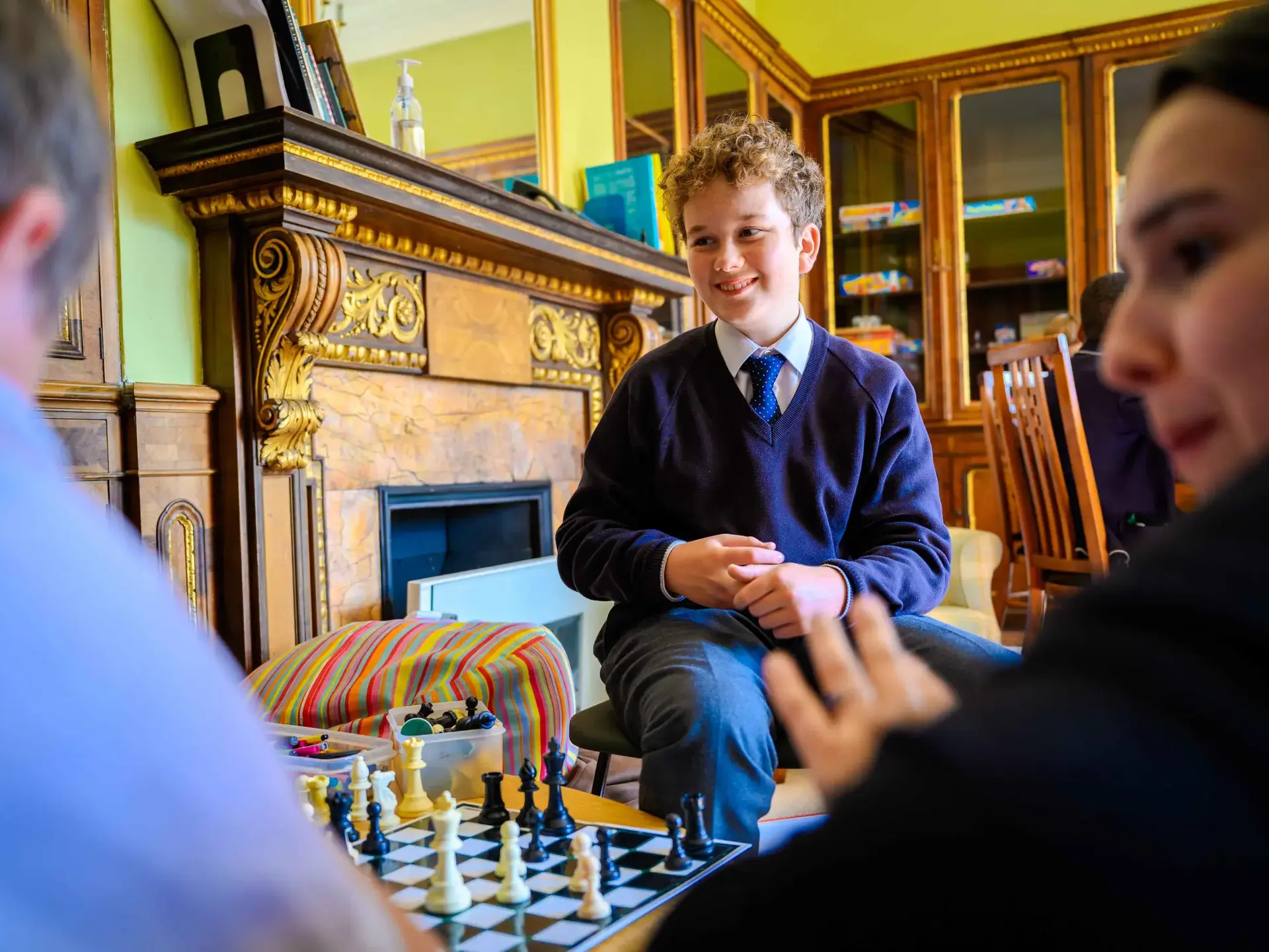 Students playing chess