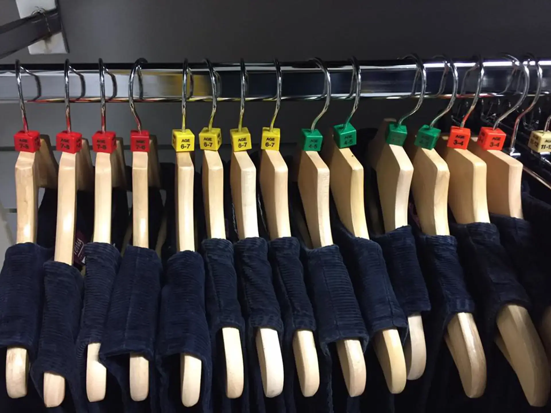 Shirts hanging up on rail