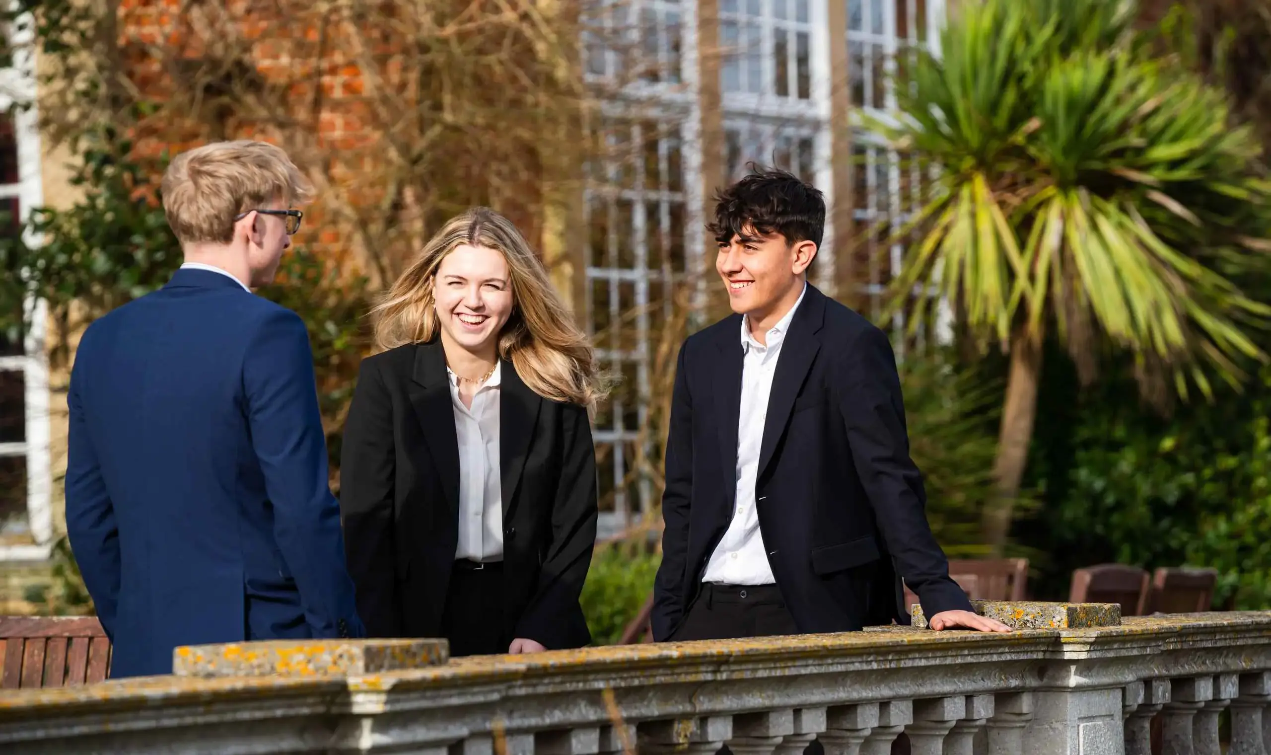 Sixth Formers chatting outside